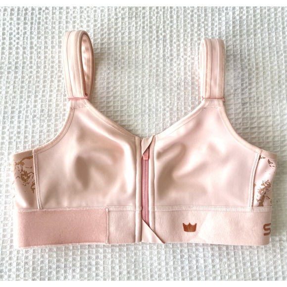 SHEFIT Bra Size Small Flex Sports Blush Pink Zip Adjustable Athletic Wirefree - Picture 2 of 7